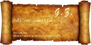 Güns Zomilla névjegykártya